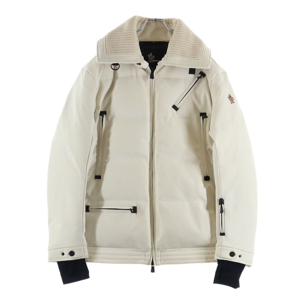 Moncler Courmayeur Knit Cut Replacement Zip Up Jacket Ivory