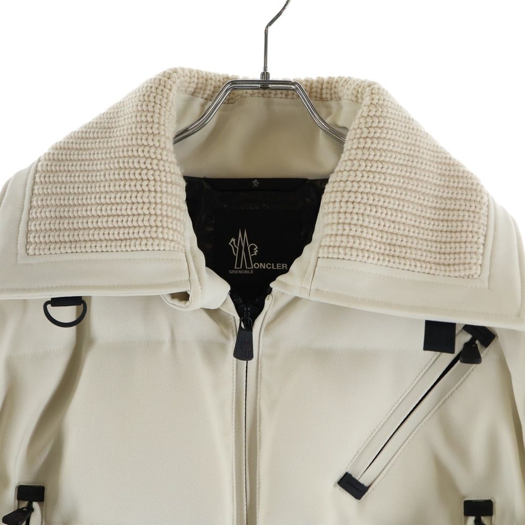 Moncler Courmayeur Knit Cut Replacement Zip Up Jacket Ivory — view 3