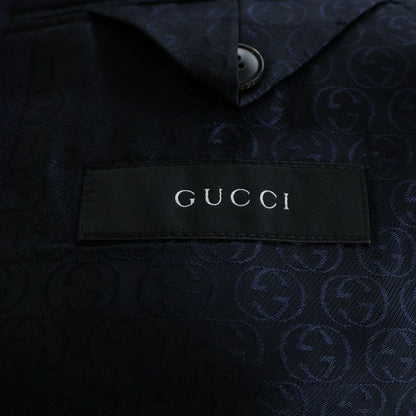Gucci Set Suit Wool Tailored Jacket No Tuck Trousers Pants Navy — view 6