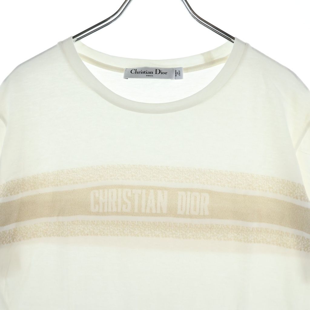 Dior Lame Logo Short Sleeve T-Shirt Ivory — view 3