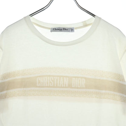 Dior Lame Logo Short Sleeve T-Shirt Ivory — view 3