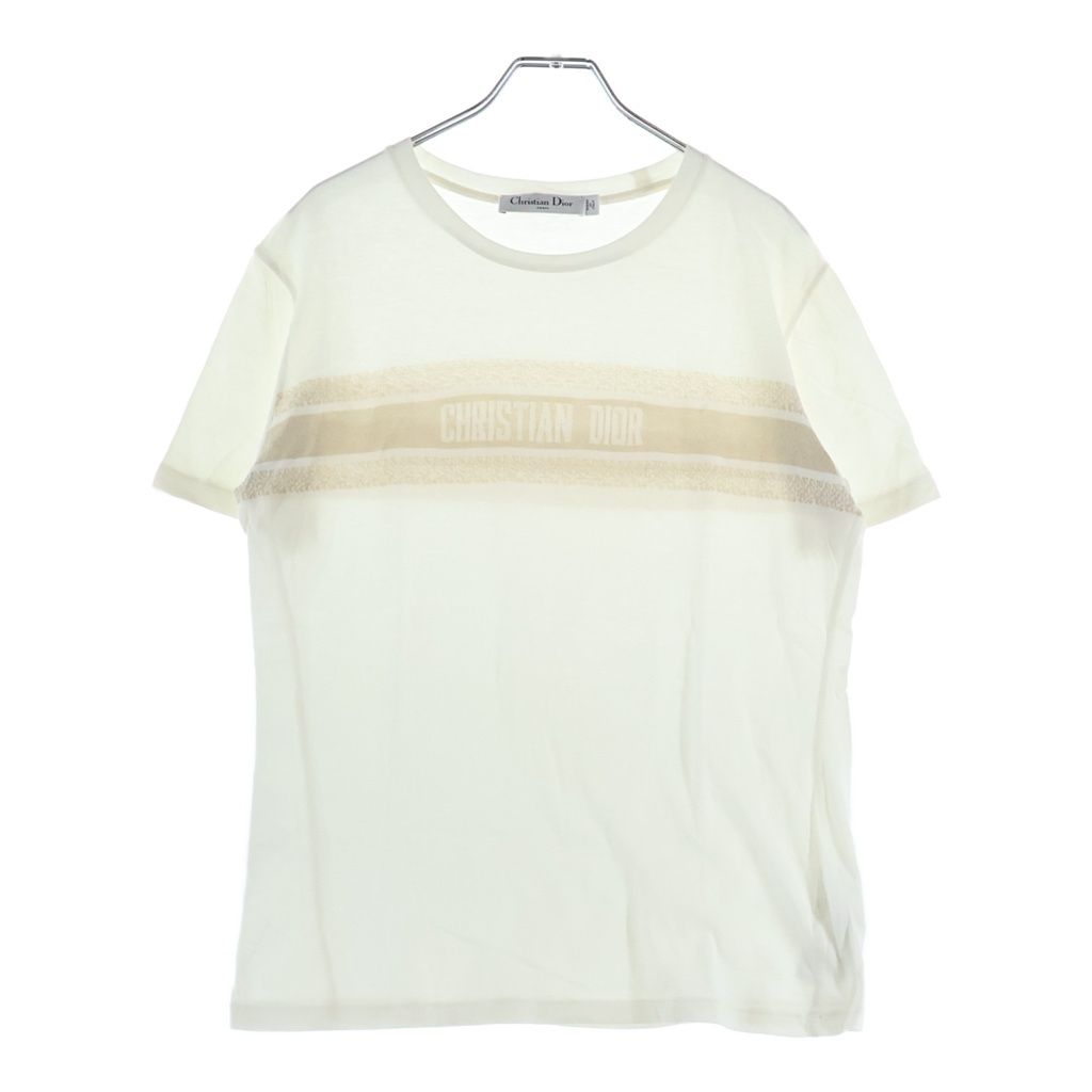 Dior Lame Logo Short Sleeve T-Shirt Ivory
