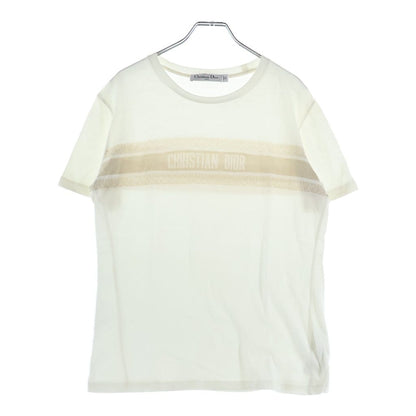 Dior Lame Logo Short Sleeve T-Shirt Ivory