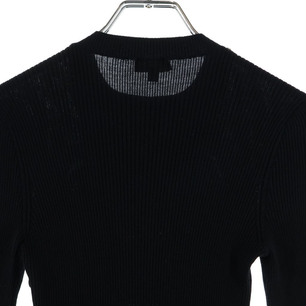 Chanel Coco Button Clover Front Bead Knee Length Knit Dress Black 34 — view 4
