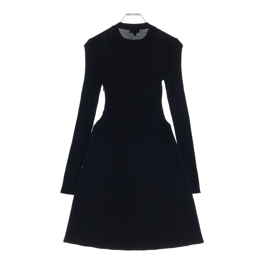 Chanel Coco Button Clover Front Bead Knee Length Knit Dress Black 34 — view 2