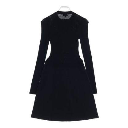 Chanel Coco Button Clover Front Bead Knee Length Knit Dress Black 34 — view 2