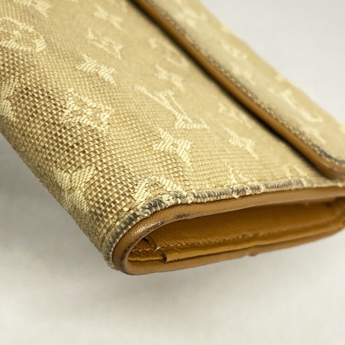 Louis Vuitton Trifold Wallet Monogram Mini Portobiert Cles Dimonet Beige — view 6