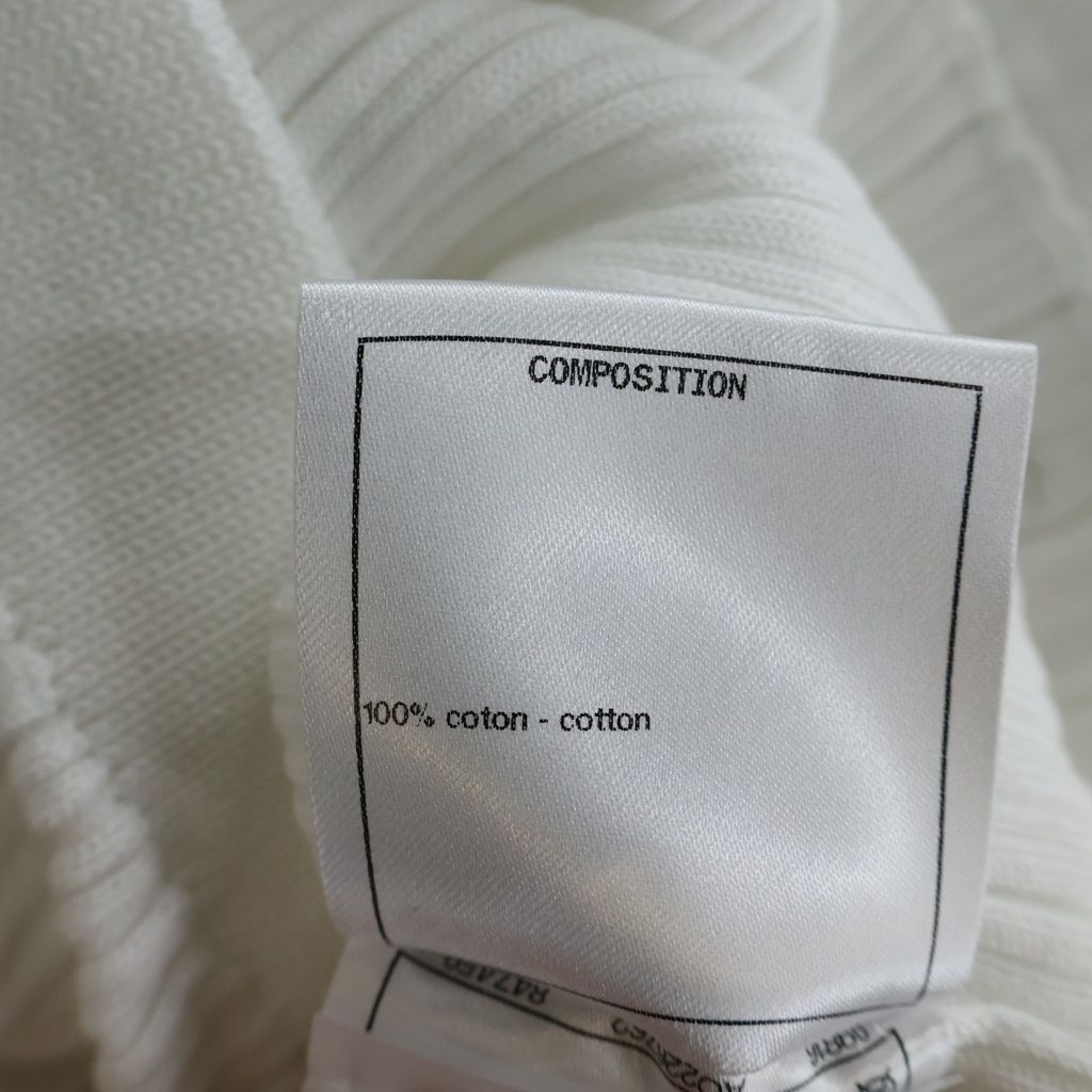 Chanel CC Logo Metal Button Coco Knit Cardigan White Cotton — view 7
