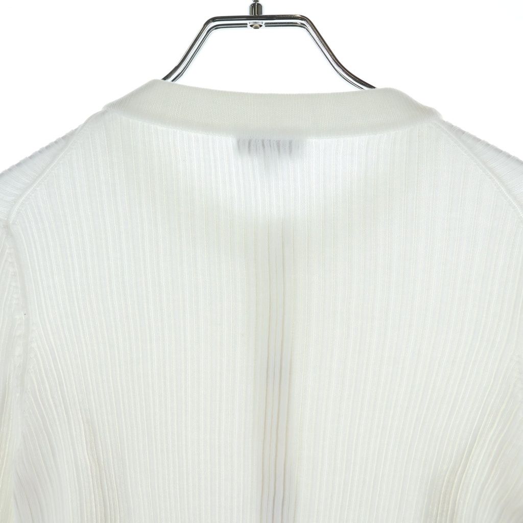 Chanel CC Logo Metal Button Coco Knit Cardigan White Cotton — view 4