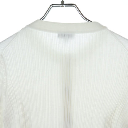 Chanel CC Logo Metal Button Coco Knit Cardigan White Cotton — view 4
