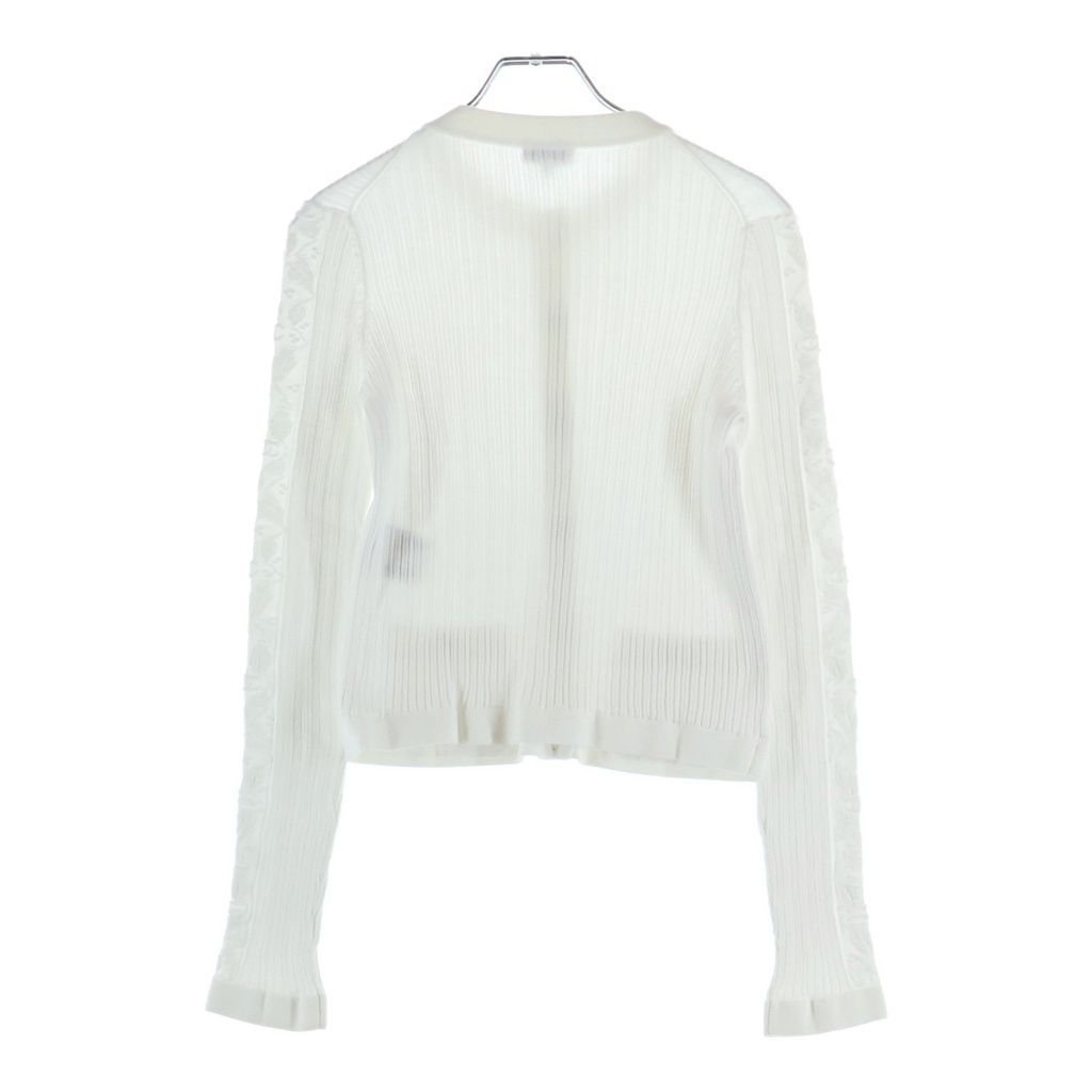 Chanel CC Logo Metal Button Coco Knit Cardigan White Cotton — view 2