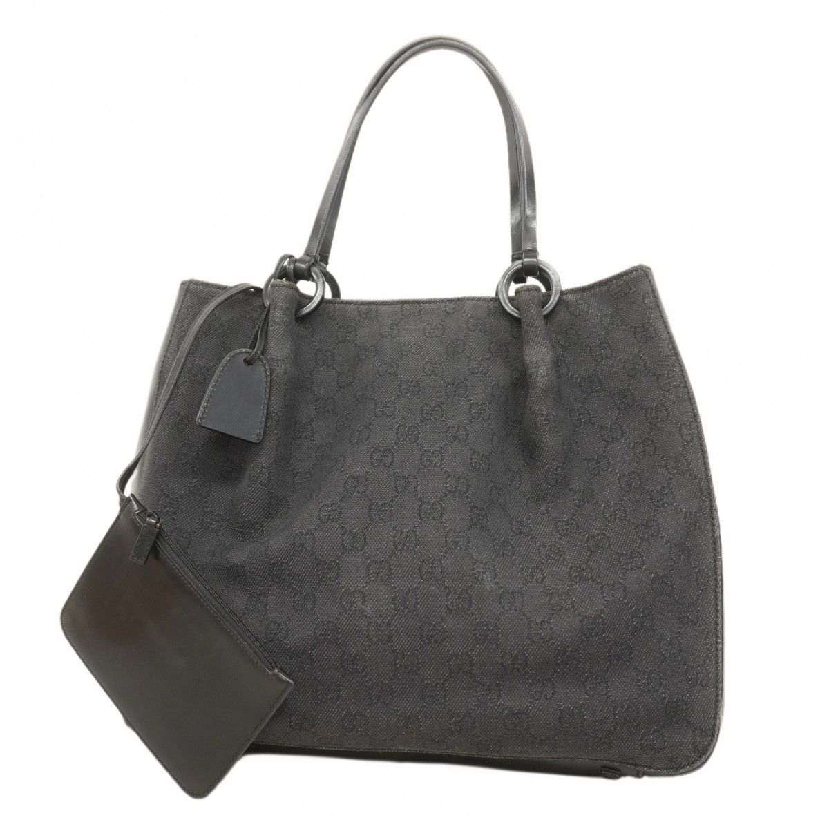 Gucci Tote Denim Black Silver