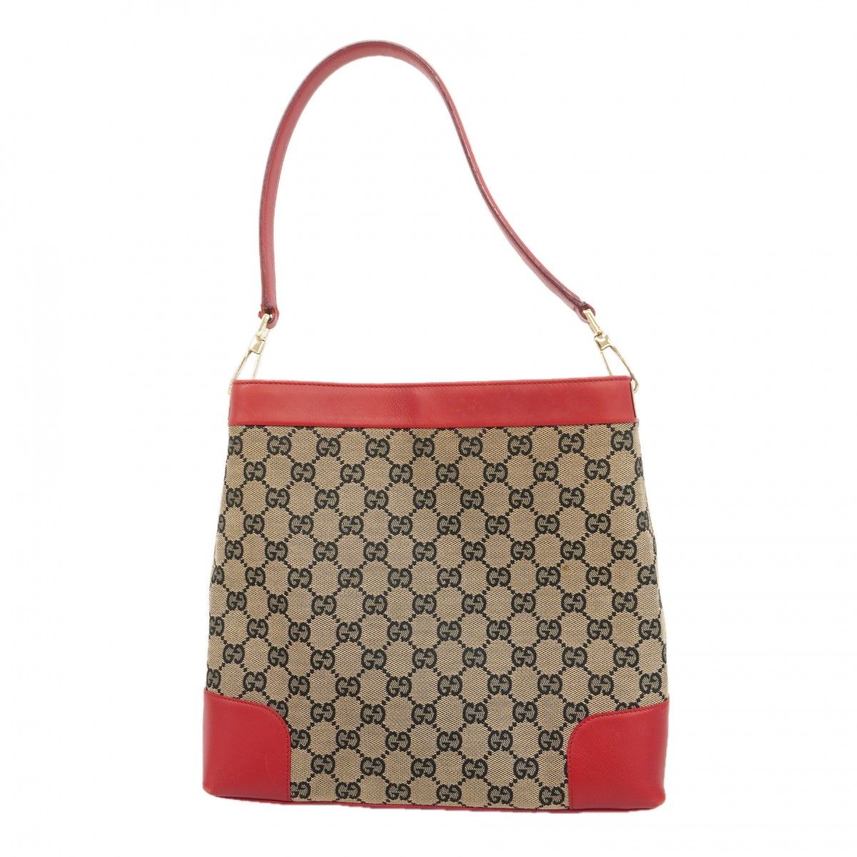 Gucci Shoulder Bag GG Canvas 001 Beige Red Champagne Gold