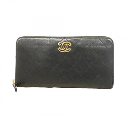 Chanel Wallet Quilted Lambskin Black Gold