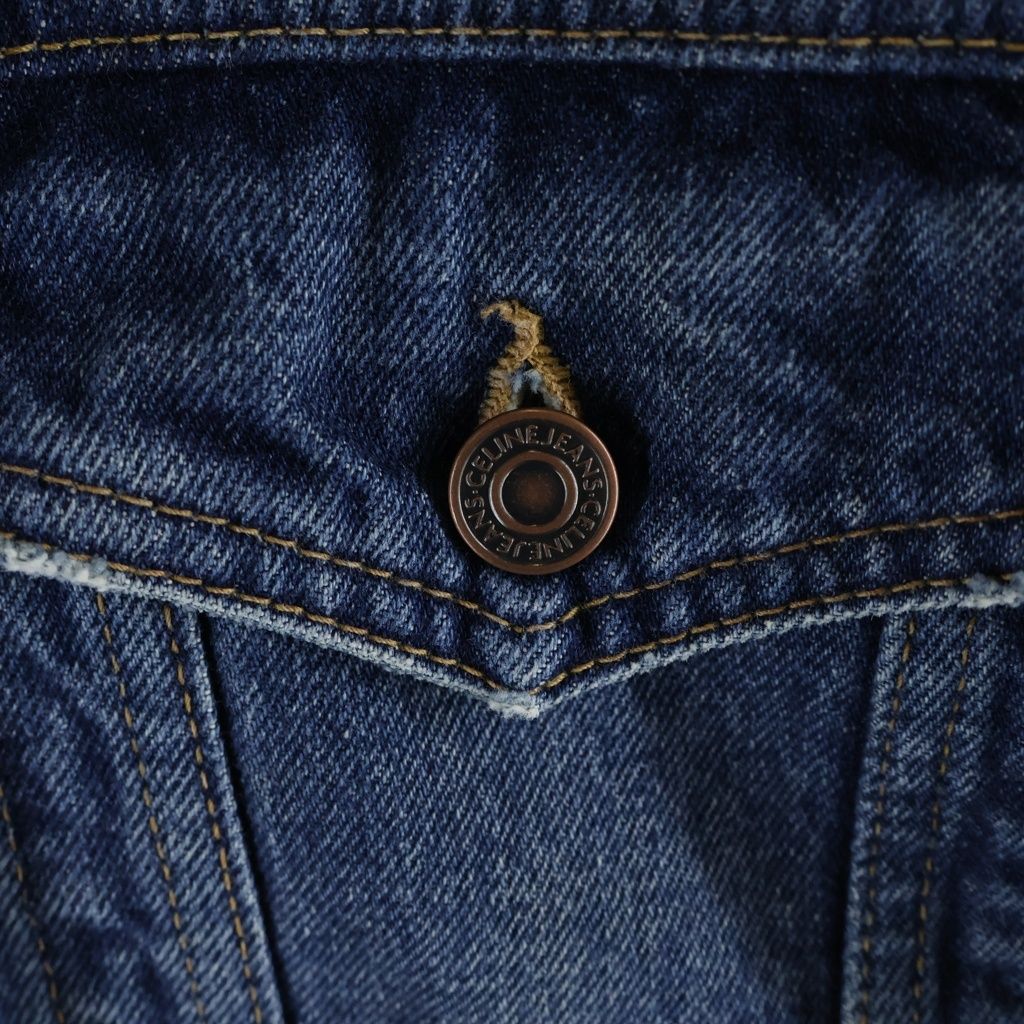 Celine Logo Printed Hooded Denim Trucker Jacket Indigo — view 6