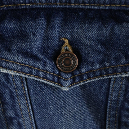 Celine Logo Printed Hooded Denim Trucker Jacket Indigo — view 6