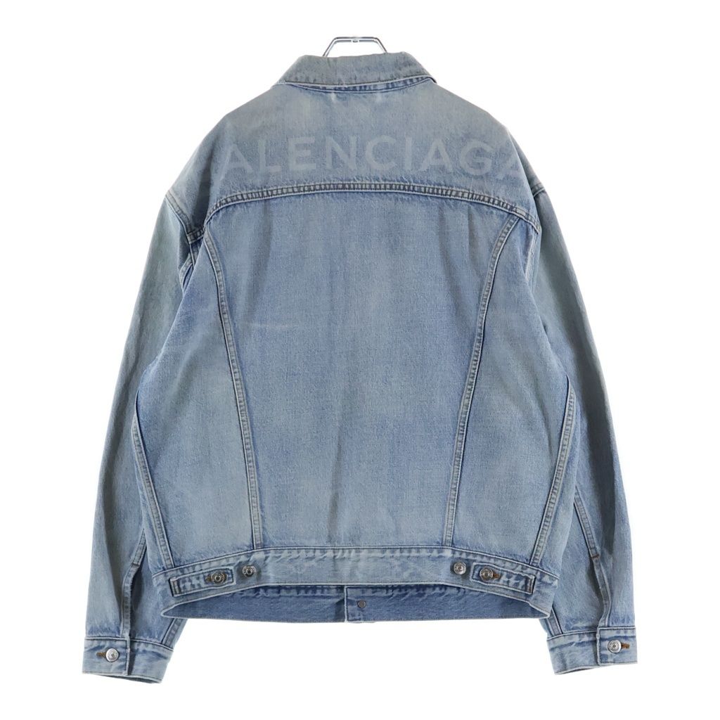 Balenciaga Swing Denim Jacket Distressed Indigo Blue