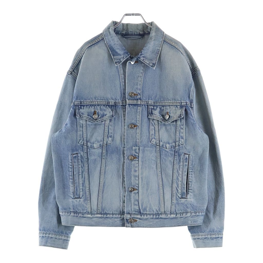 Balenciaga Swing Denim Jacket Distressed Indigo Blue — view 2