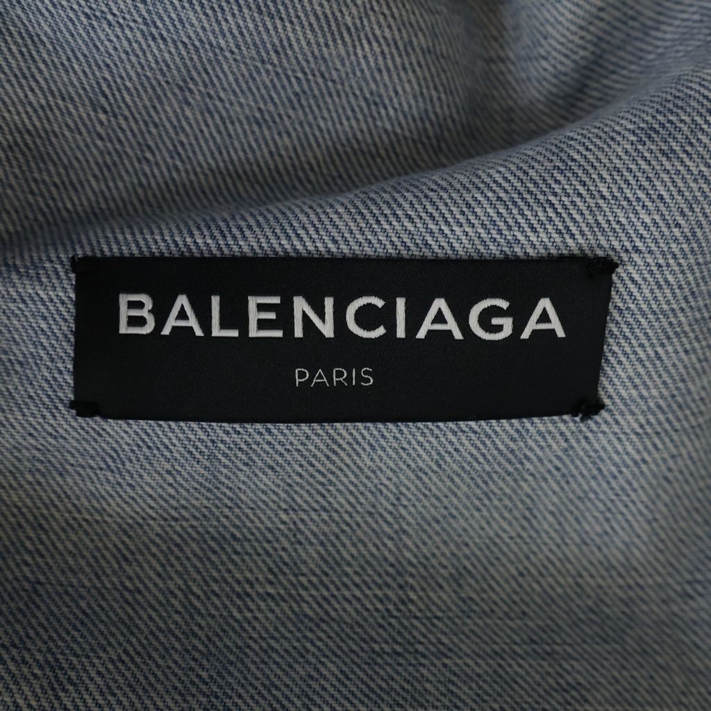 Balenciaga Swing Denim Jacket Distressed Indigo Blue — view 6