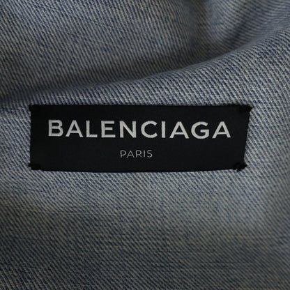 Balenciaga Swing Denim Jacket Distressed Indigo Blue — view 6