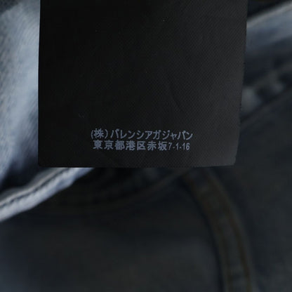 Balenciaga Swing Denim Jacket Distressed Indigo Blue — view 8