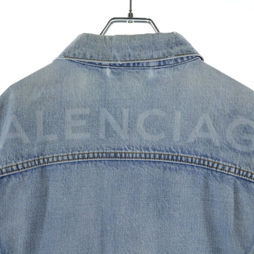 Balenciaga Swing Denim Jacket Distressed Indigo Blue — view 4