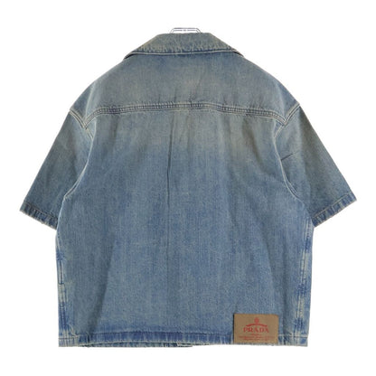 Prada Bree Denim Short Sleeve Shirt Indigo — view 2