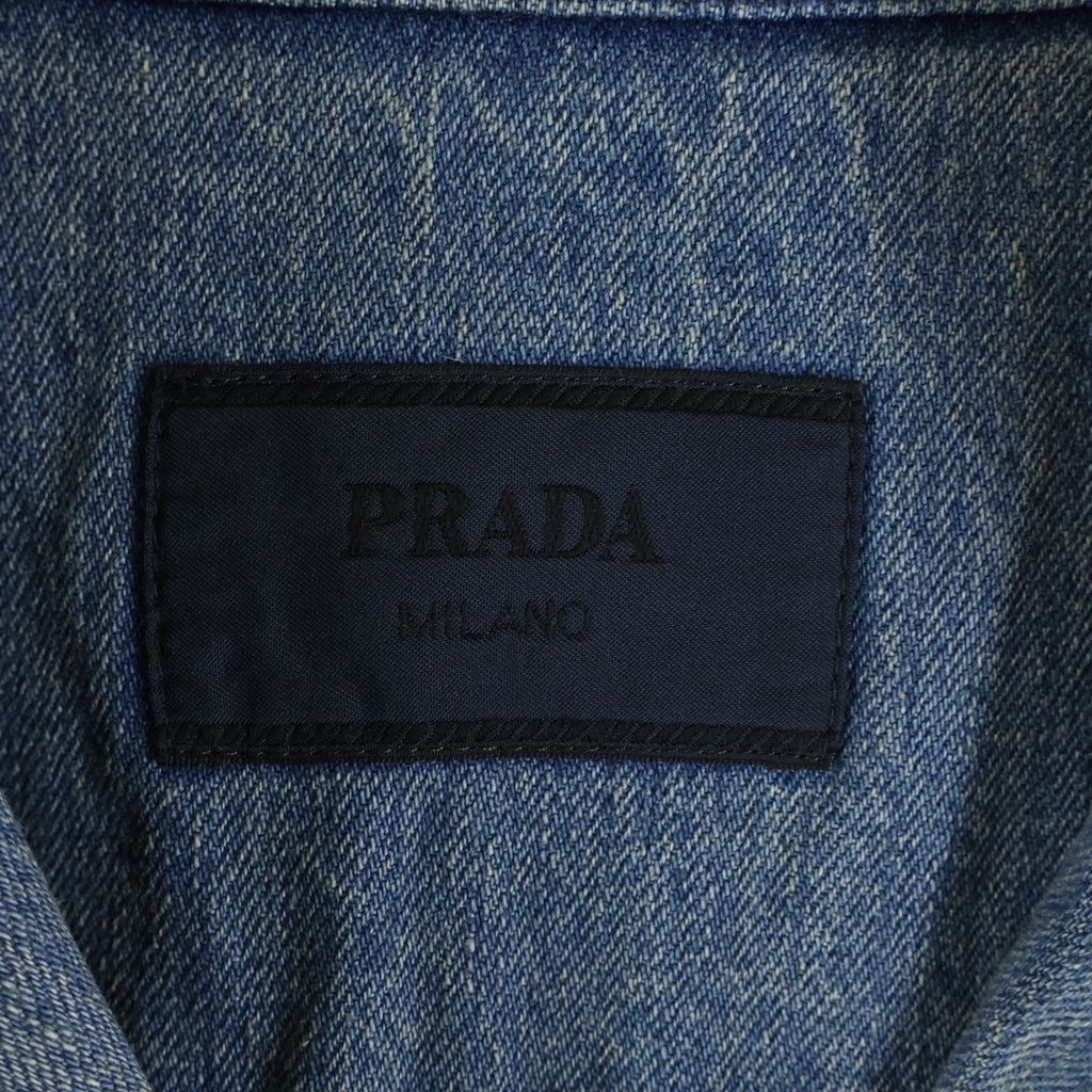 Prada Bree Denim Short Sleeve Shirt Indigo — view 6