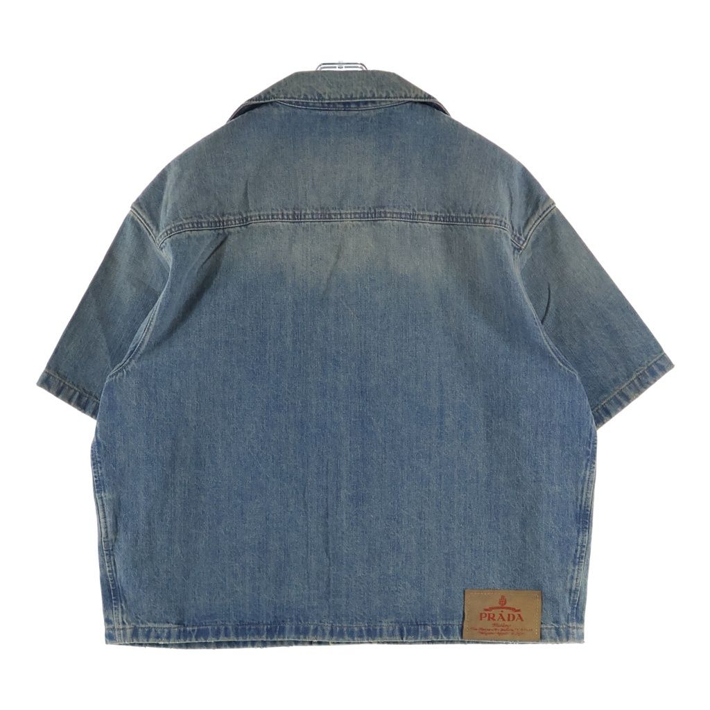 Prada Bree Denim Short Sleeve Shirt Indigo — view 2