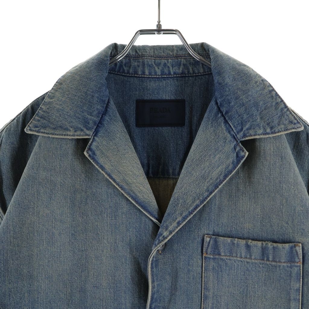 Prada Bree Denim Short Sleeve Shirt Indigo — view 3
