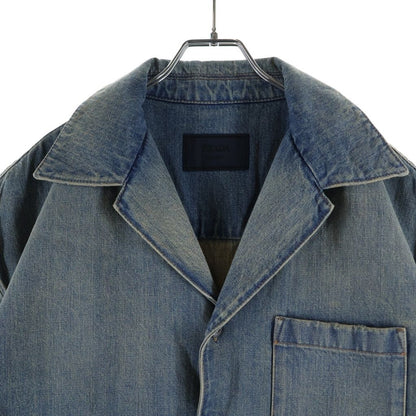Prada Bree Denim Short Sleeve Shirt Indigo — view 3