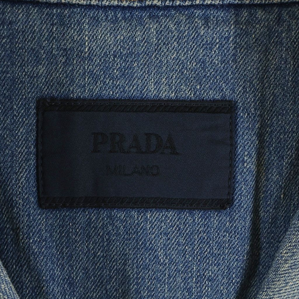 Prada Bree Denim Short Sleeve Shirt Indigo — view 6