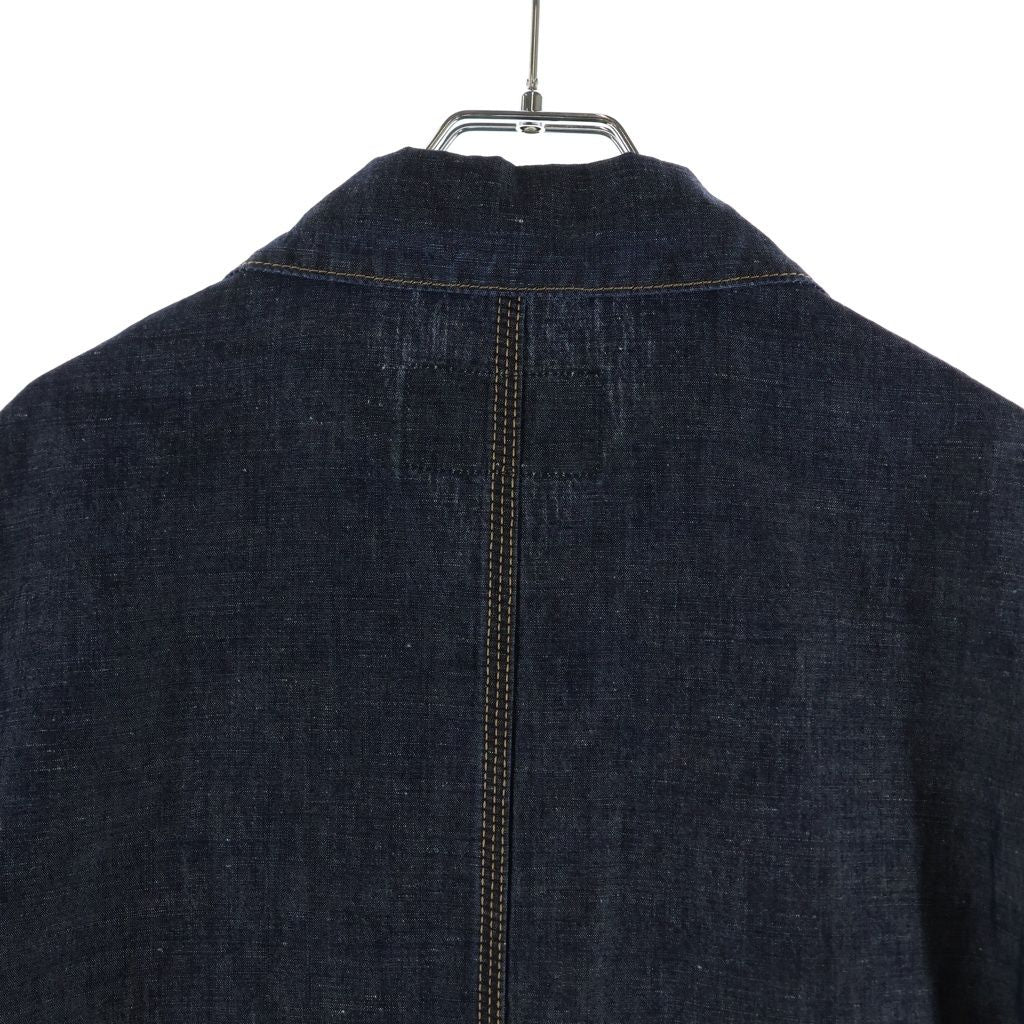 Prada Triangle Logo Plate Chambray Jacket Indigo — view 4
