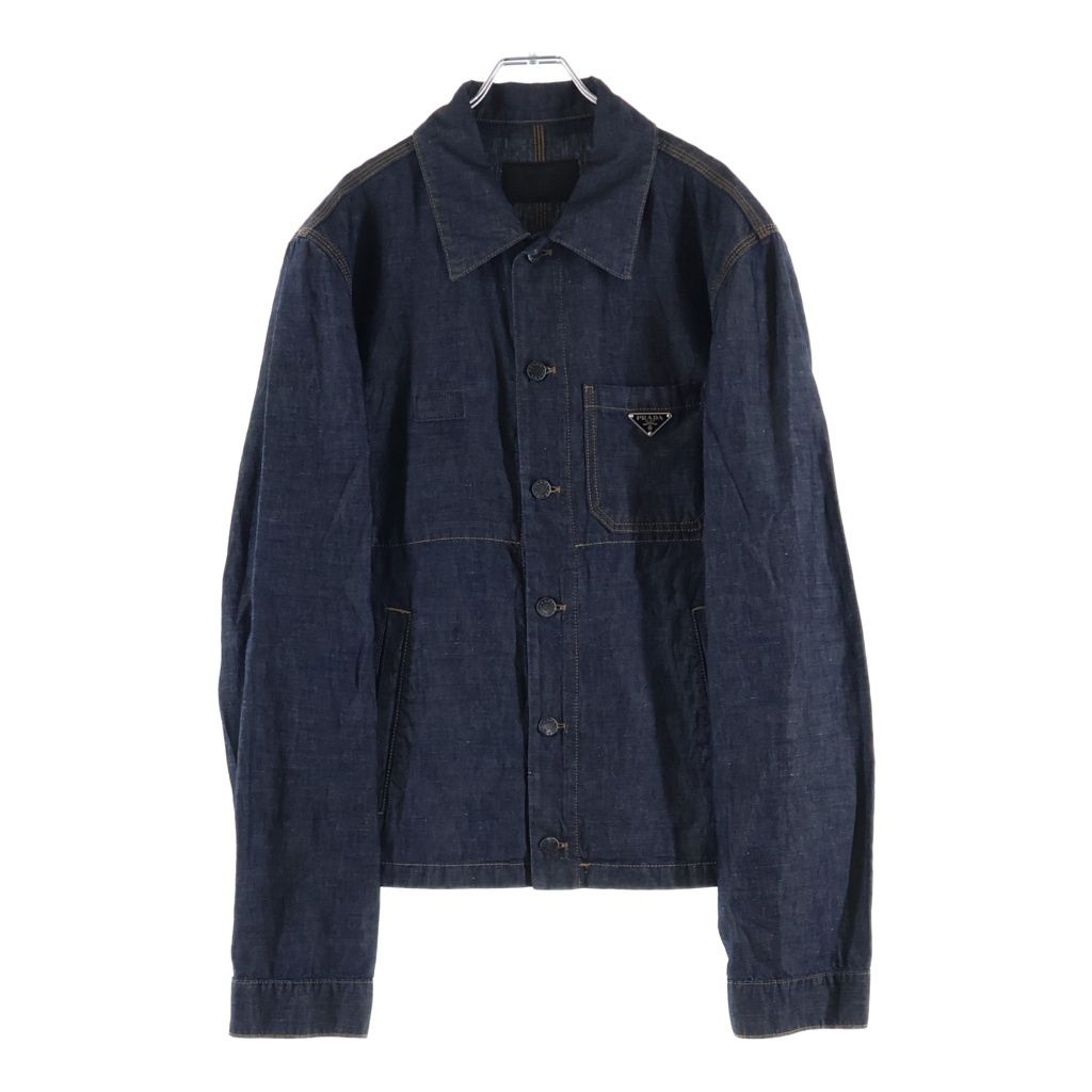 Prada Triangle Logo Plate Chambray Jacket Indigo