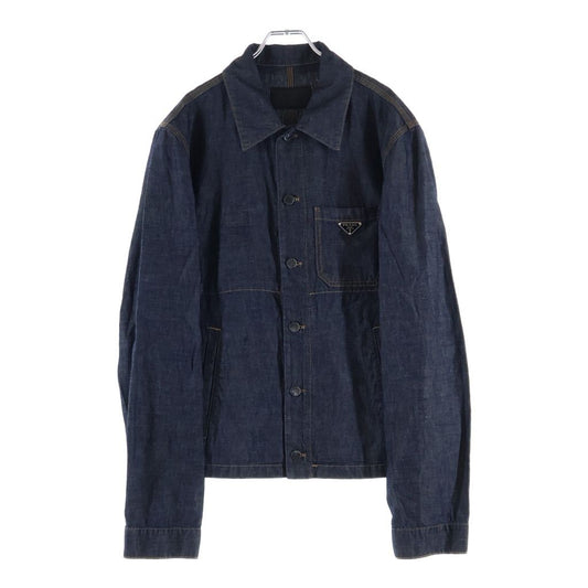 Prada Triangle Logo Plate Chambray Jacket Indigo