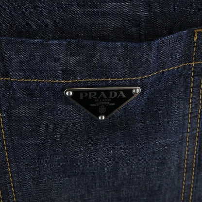 Prada Triangle Logo Plate Chambray Jacket Indigo — view 5