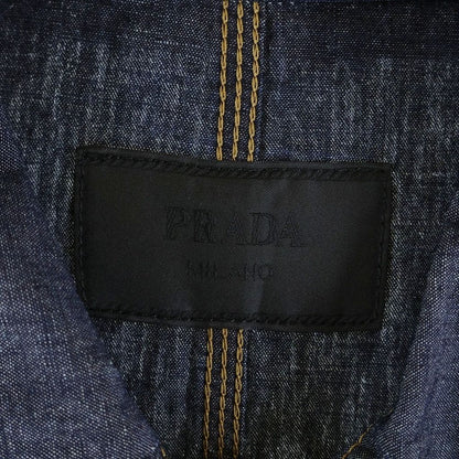 Prada Triangle Logo Plate Chambray Jacket Indigo — view 6