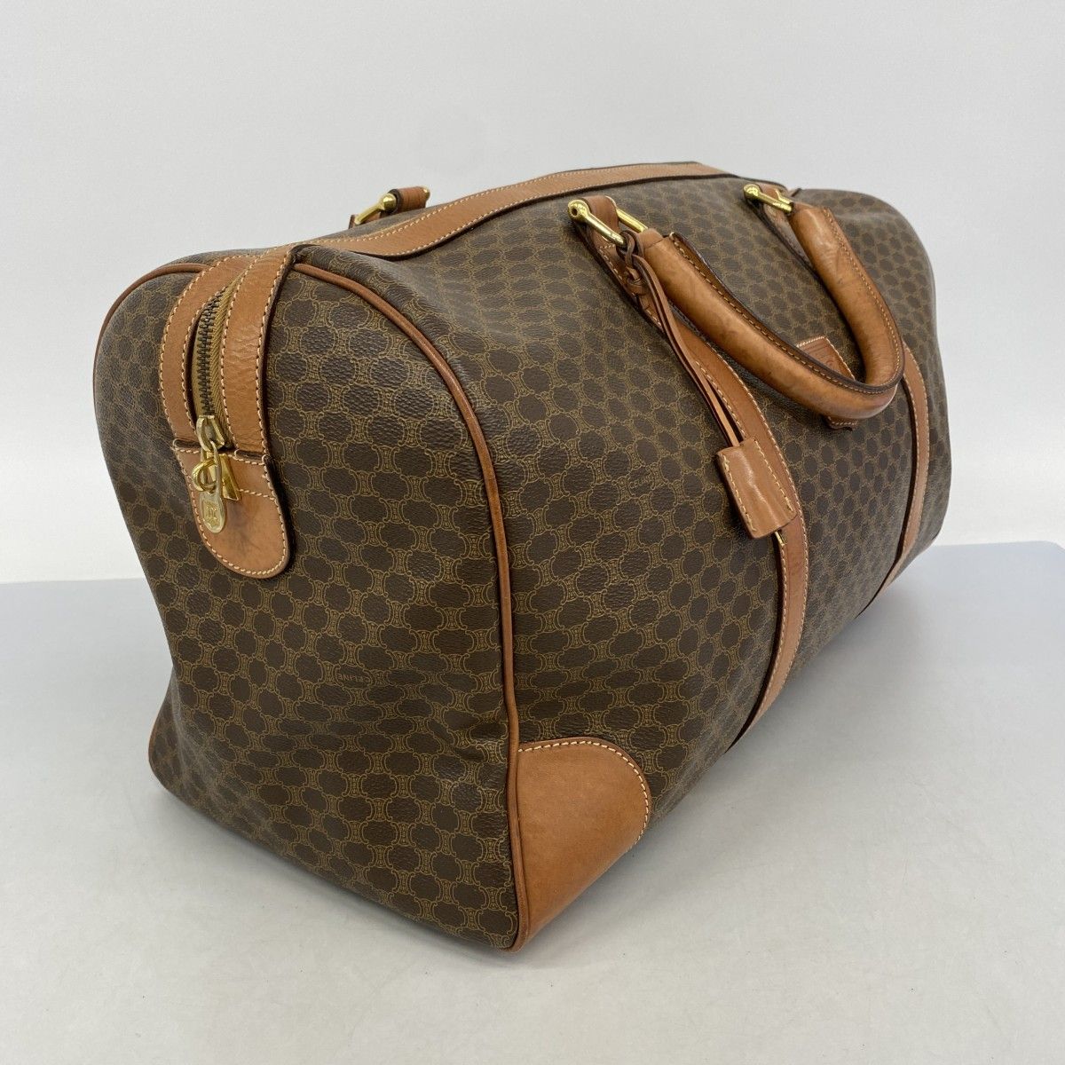 Celine Boston Bag Macadam Brown Gold — view 2