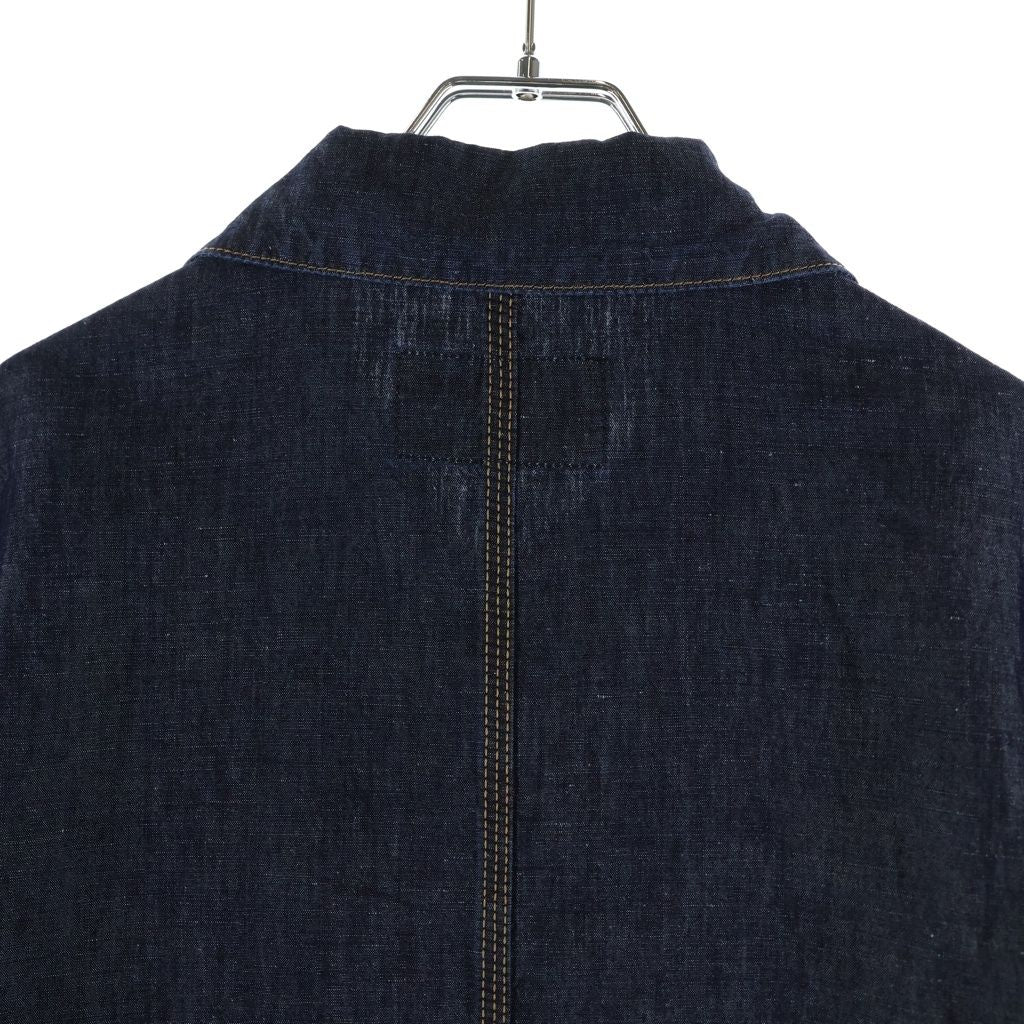 Prada Triangle Logo Plate Chambray Jacket Indigo — view 4