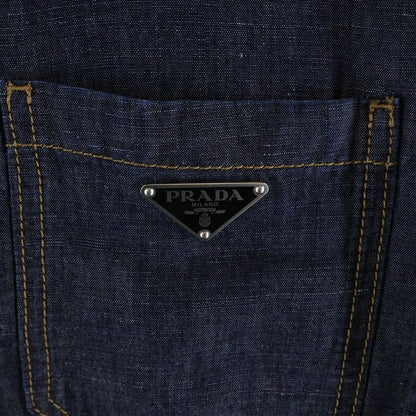 Prada Triangle Logo Plate Chambray Jacket Indigo — view 5