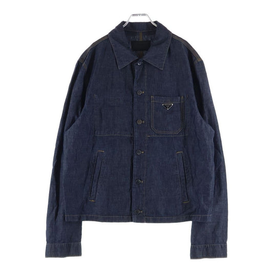 Prada Triangle Logo Plate Chambray Jacket Indigo