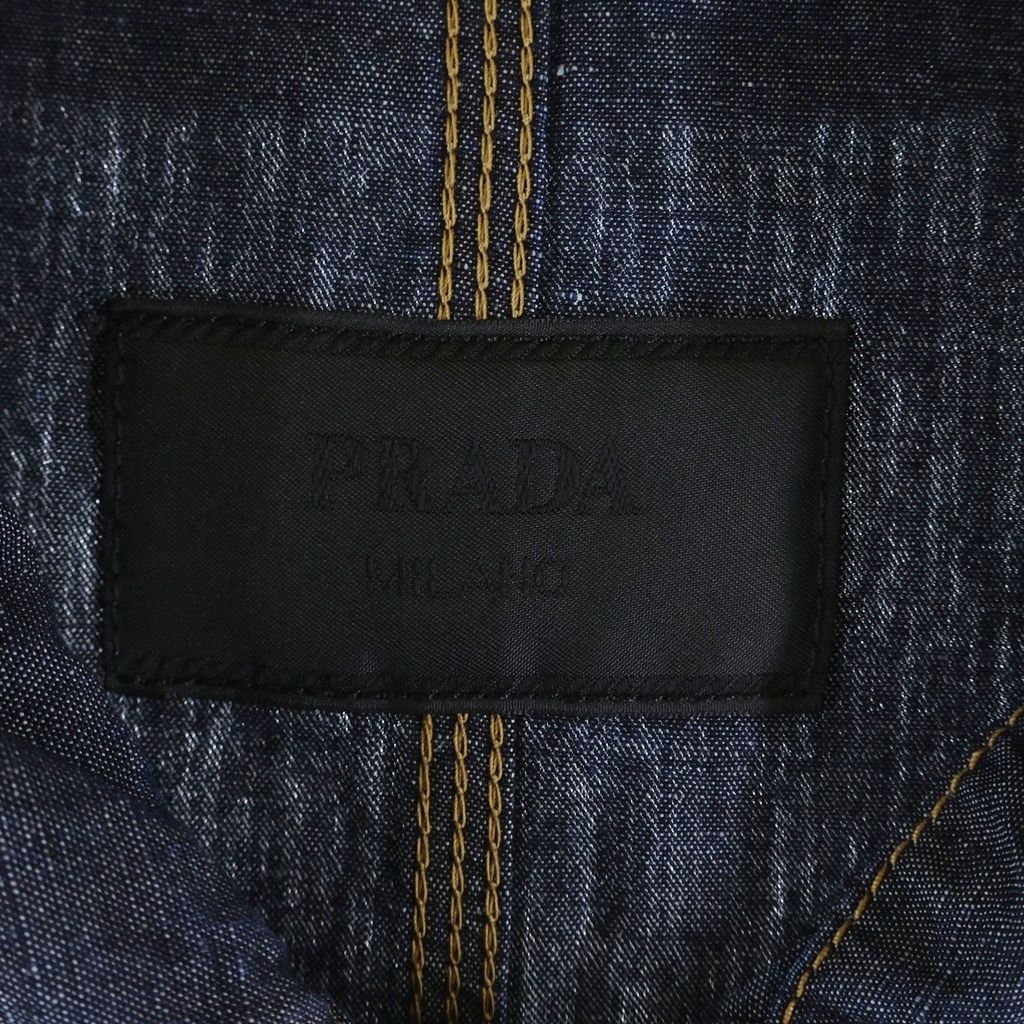 Prada Triangle Logo Plate Chambray Jacket Indigo — view 6
