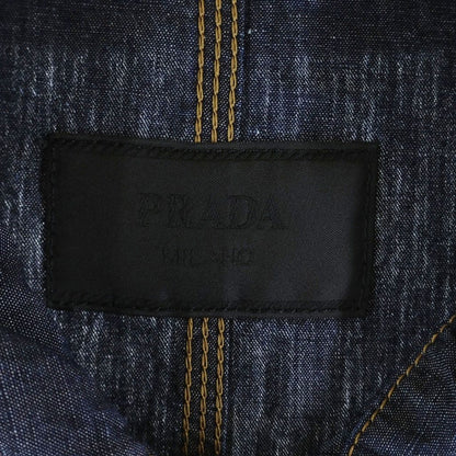 Prada Triangle Logo Plate Chambray Jacket Indigo — view 6
