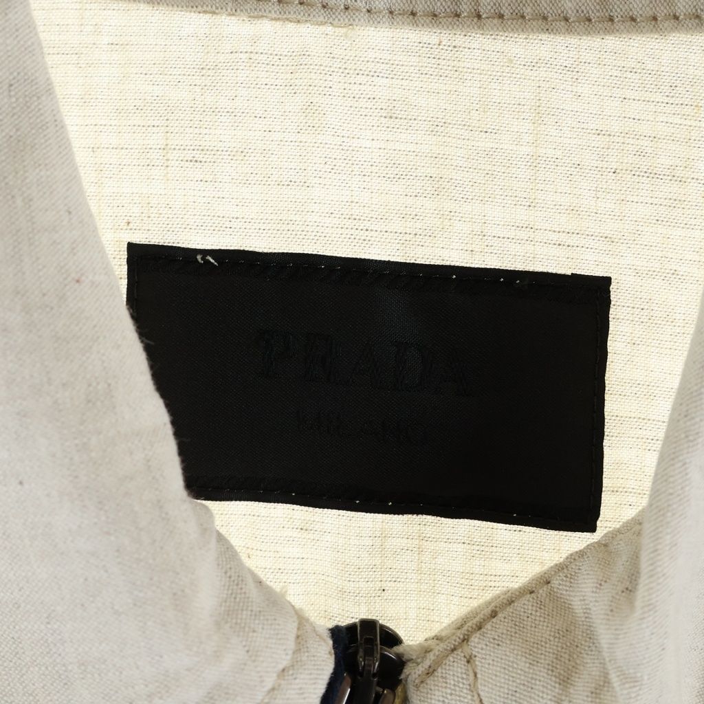 Prada Triangle Logo Plate Shirt Jacket Ivory — view 6