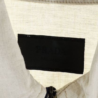 Prada Triangle Logo Plate Shirt Jacket Ivory — view 6