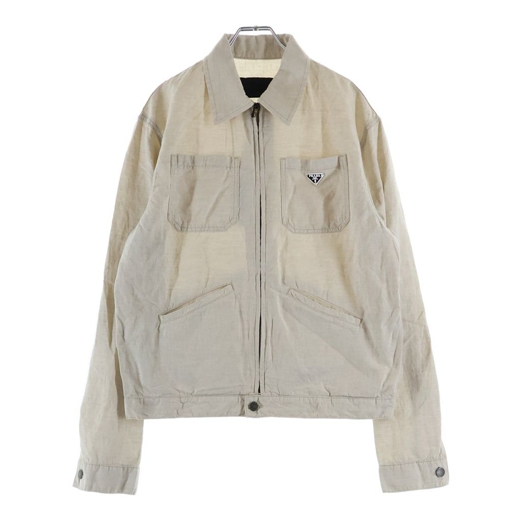 Prada Triangle Logo Plate Shirt Jacket Ivory