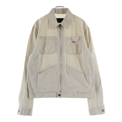 Prada Triangle Logo Plate Shirt Jacket Ivory