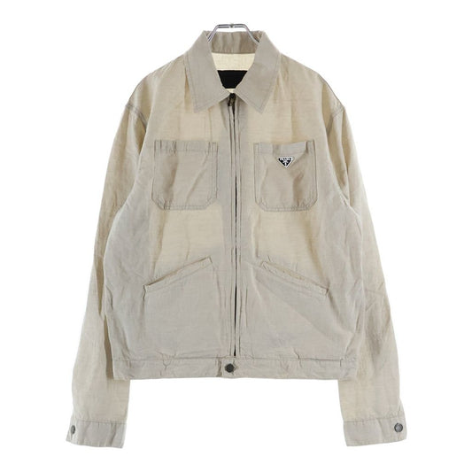 Prada Triangle Logo Plate Shirt Jacket Ivory