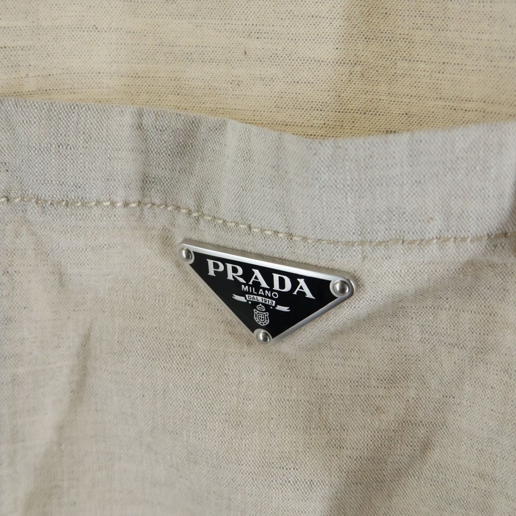 Prada Triangle Logo Plate Shirt Jacket Ivory — view 5