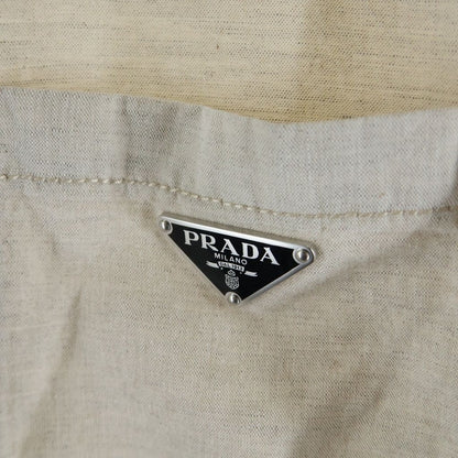 Prada Triangle Logo Plate Shirt Jacket Ivory — view 5